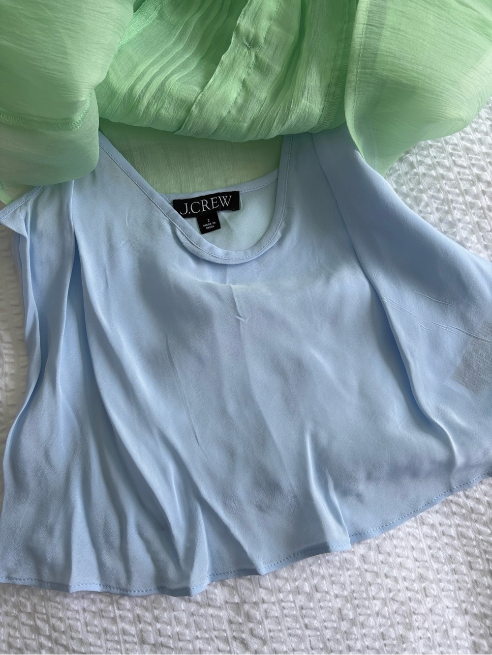 J.Crew Mint Green Ruffle Button Front Blouse - Picture 4 of 4